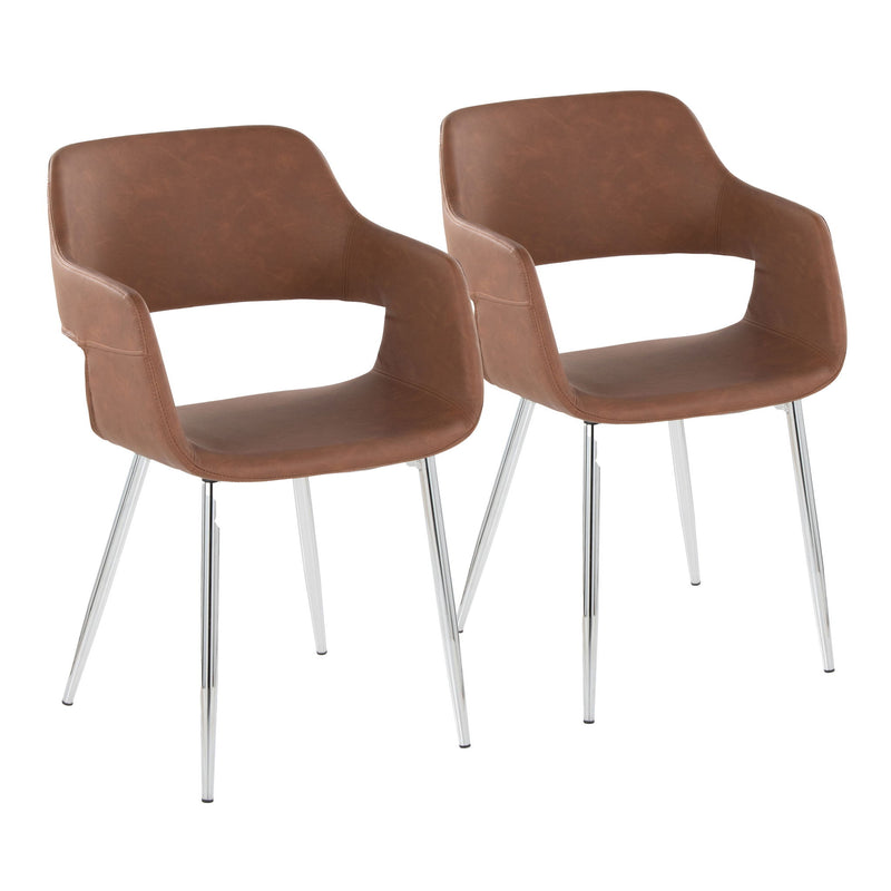 Pair of Lumi Source Margarite contemporary dining chairs with sleek design and wooden legs, set of two.