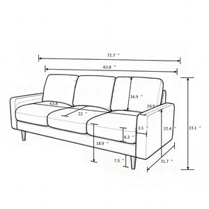 Dark blue US Pride 3-seater stationary sofa with loose back cushions and accent pillows for living room comfort.