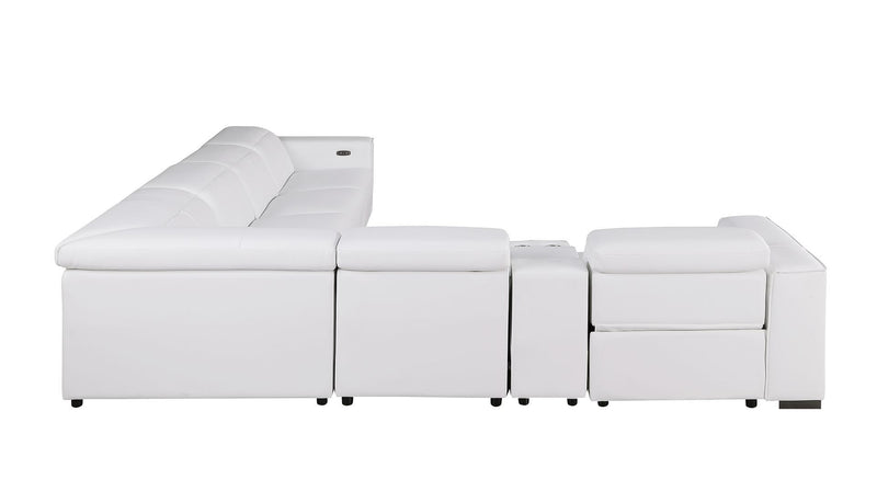 1208 - 7 Piece L-Shaped Leather Reclining Sectional With 3 Power Recliners