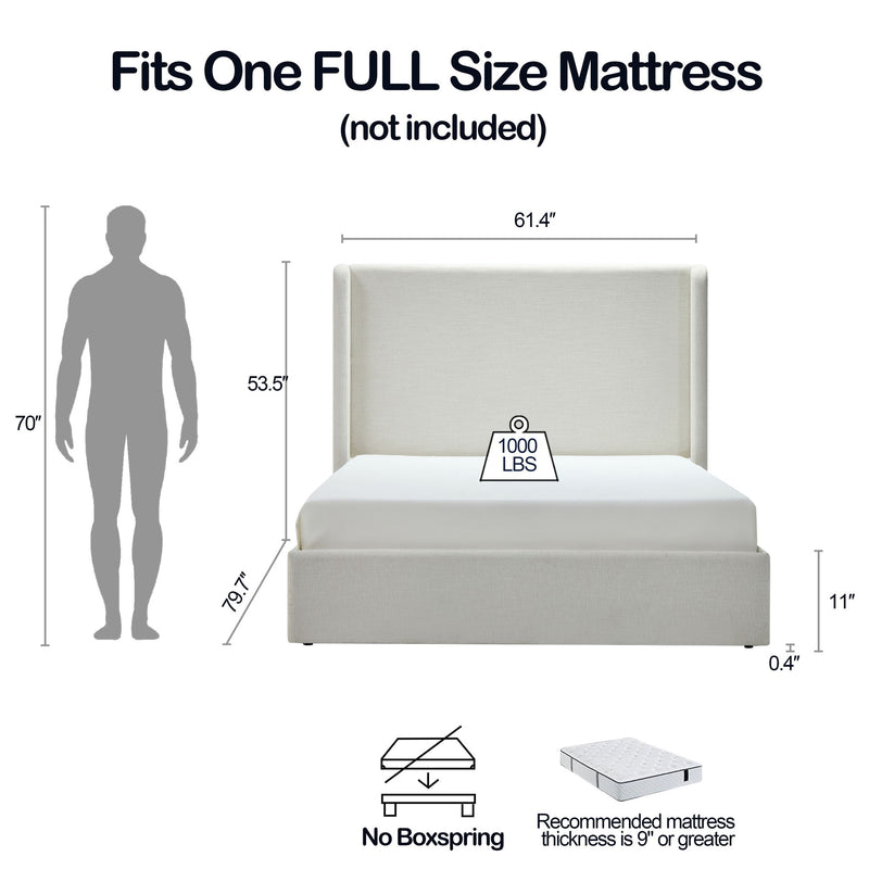 Carmen - Full Size Upholstered Wingback Bed - Ivory - R&R Furniture Gallery (Fountain Valley, CA)