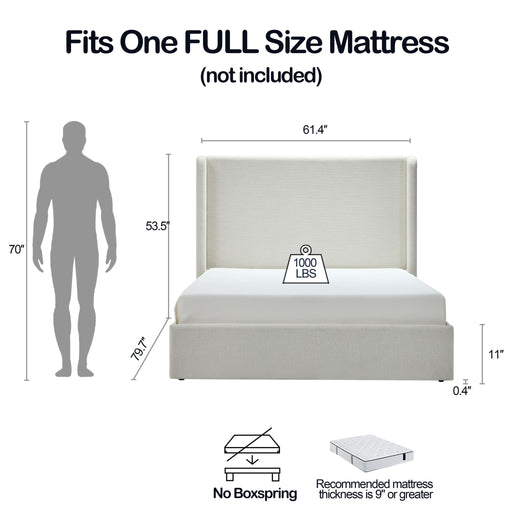 Carmen - Full Size Upholstered Wingback Bed - Ivory - R&R Furniture Gallery (Fountain Valley, CA)