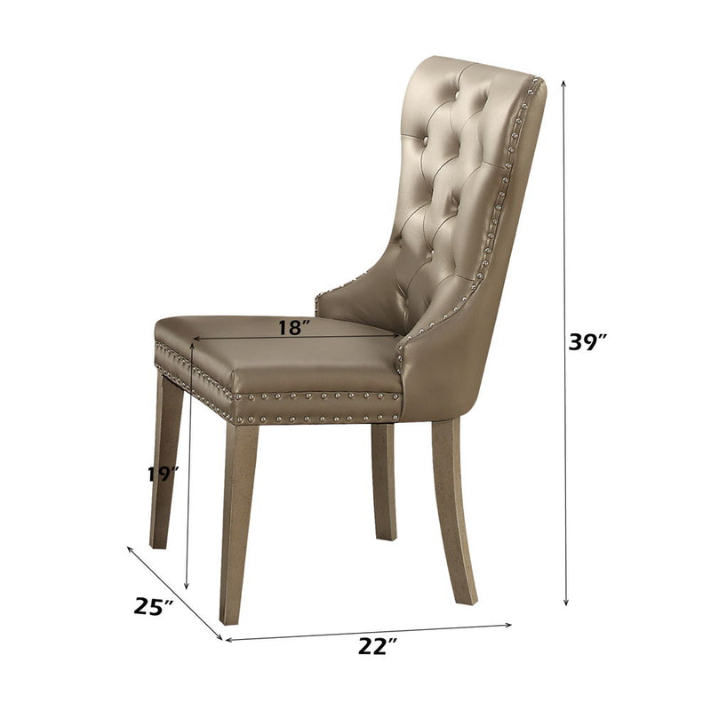 Kacela - Side Chair (Set of 2) - Champagne Synthetic Leather & Champagne - R&R Furniture Gallery (Fountain Valley, CA)