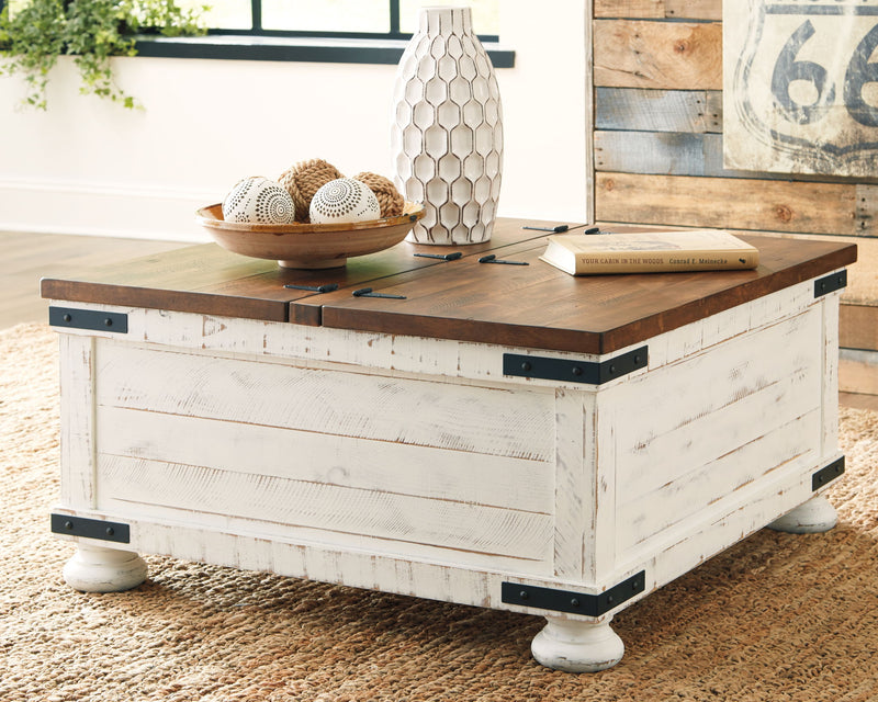 Wystfield - Cocktail Table with Storage - White / Brown - R&R Furniture Gallery (Fountain Valley, CA)