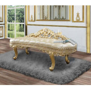 Cabriole - Bench - Light Gold Synthetic Leather & Gold - R&R Furniture Gallery (Fountain Valley, CA)
