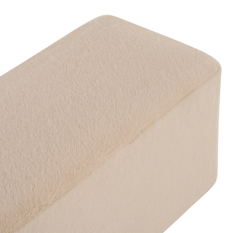 Long Plush Ottoman, Simple Footstool And Seat For Home Use - Almond - R&R Furniture Gallery (Fountain Valley, CA)