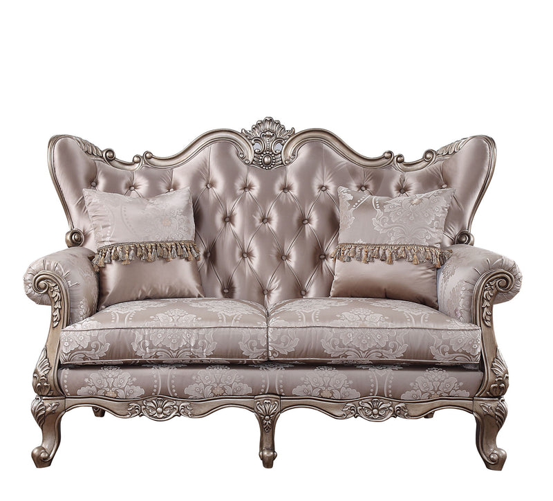 Jayceon - Loveseat With 2 Pillows - Fabric & Champagne - R&R Furniture Gallery (Fountain Valley, CA)