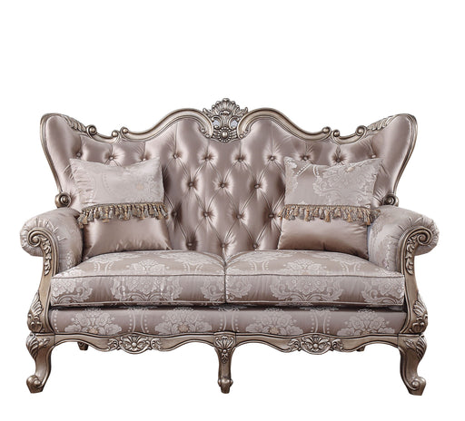 Jayceon - Loveseat With 2 Pillows - Fabric & Champagne - R&R Furniture Gallery (Fountain Valley, CA)