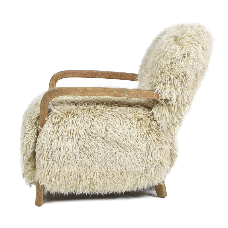 Enchante - New Zealand Sheepskin Accent Arm Chair - Taupe / Natural - R&R Furniture Gallery (Fountain Valley, CA)