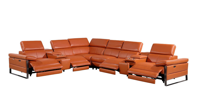 1246 - 8-Piece L-Shaped Modular Power Reclining Sectional With 4 Power Recliners And Power Headrests