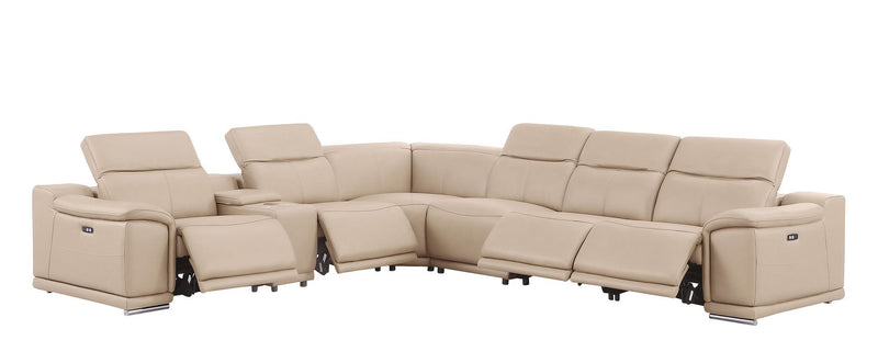 2679 - 7-Piece L-Shaped Power Reclining Sectional In Genuine Leather (4 Recliners)
