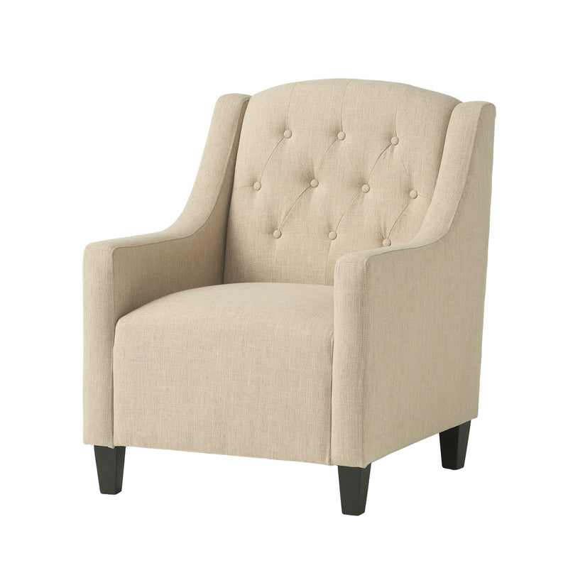 Elegant Upholstered Armchair With Ottoman Set - Beige - R&R Furniture Gallery (Fountain Valley, CA)