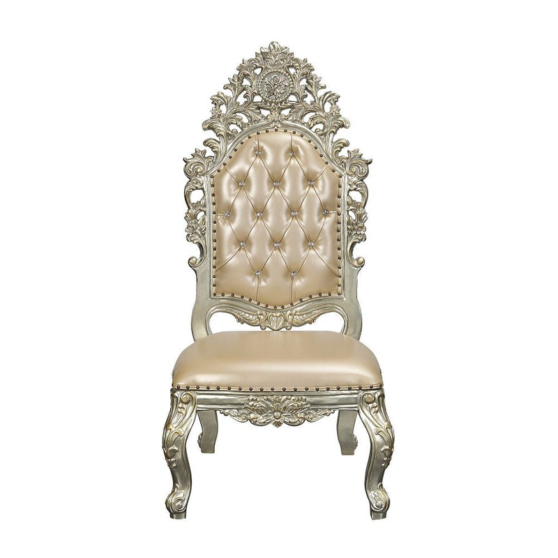 Sorina - Side Chair (Set of 2) - Synthetic Leather & Antique Gold - R&R Furniture Gallery (Fountain Valley, CA)