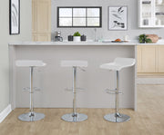 Set of two Lumi Source Ale contemporary adjustable barstools with wooden seats and metal legs, ideal for modern bar or kitchen decor.