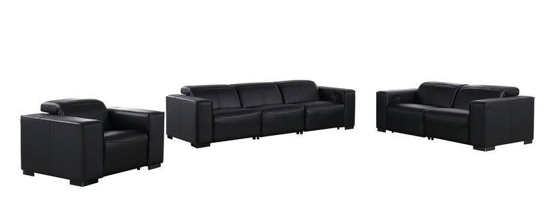 1208 - Leather Reclining Set (Sofa, Loveseat & Chair With 6 Power Recliners)