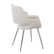 Set of two Lumi Source vintage flair art deco accent chairs with chrome legs in yellow, black, blue, or cream upholstery.