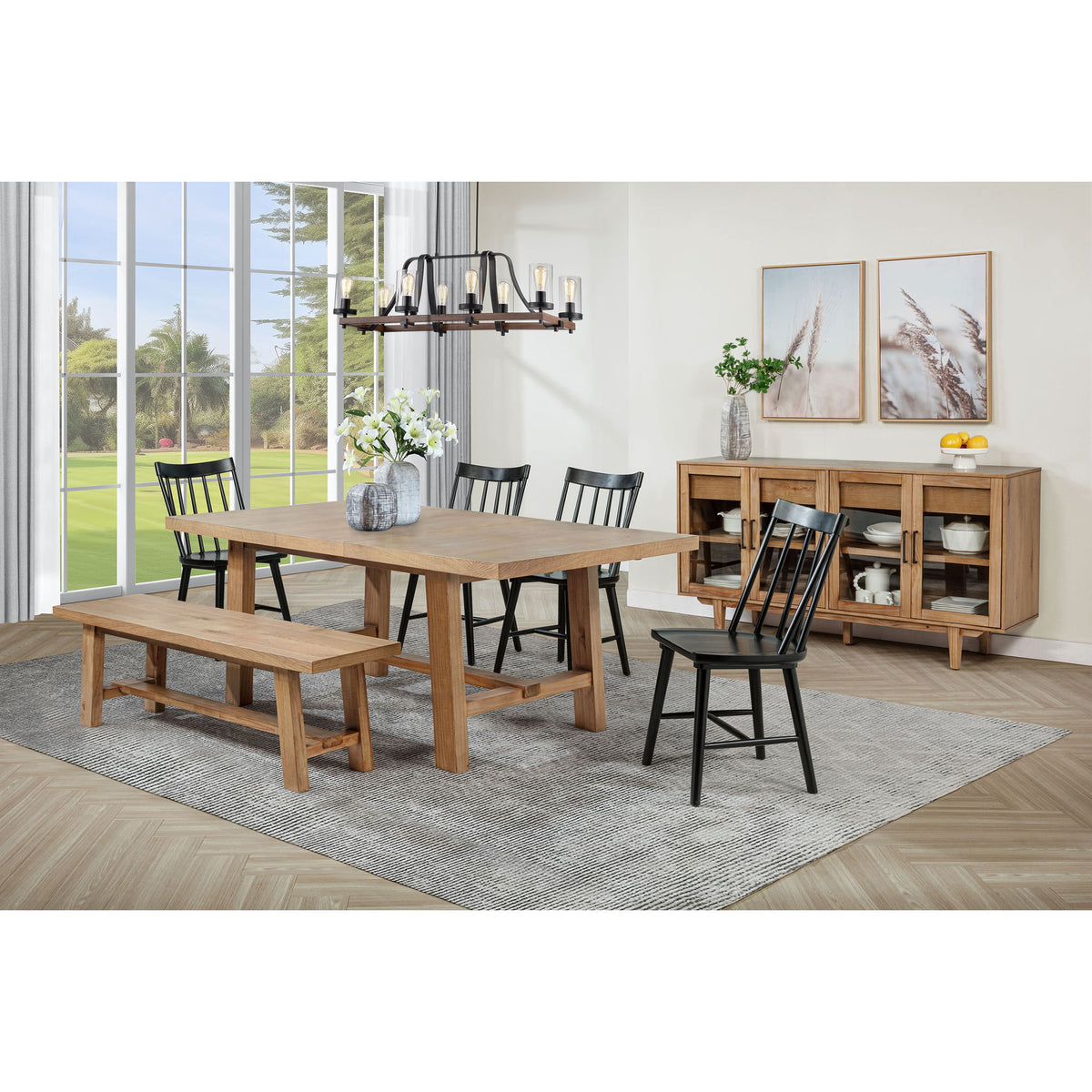 4 Door Sideboard With Dual Drawers - Natural