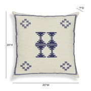 Aztec - Wool Square Accent Cushion - Cream / Indigo - R&R Furniture Gallery (Fountain Valley, CA)