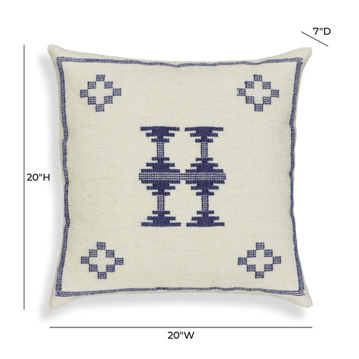 Aztec - Wool Square Accent Cushion - Cream / Indigo - R&R Furniture Gallery (Fountain Valley, CA)
