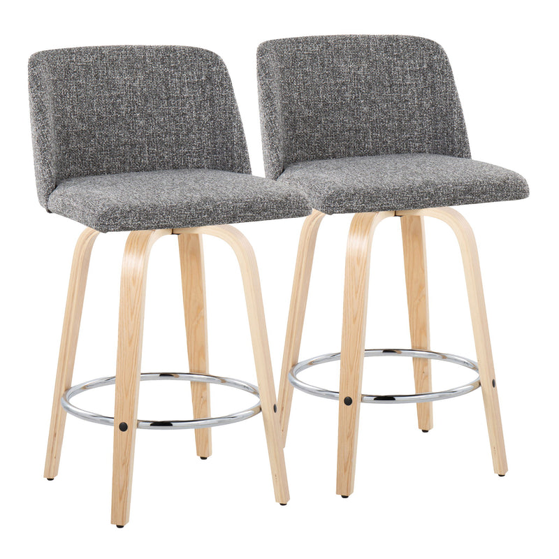 Toriano - Contemporary Fixed-Height Counter Stool With Swivel And Round Footrest (Set of 2) - R&R Furniture Gallery (Fountain Valley, CA)