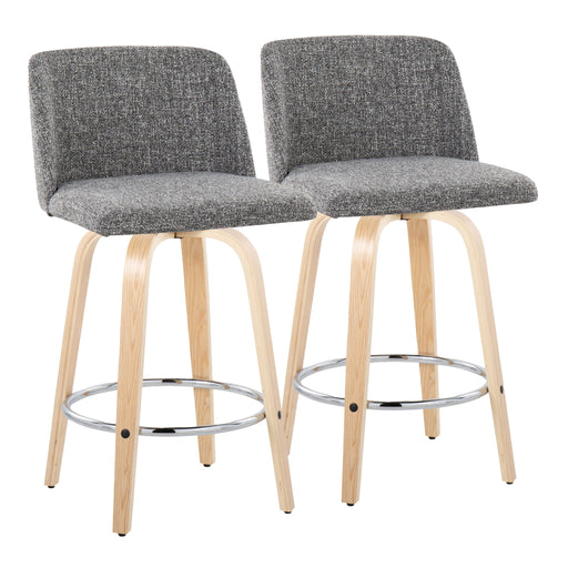 Toriano - Contemporary Fixed-Height Counter Stool With Swivel And Round Footrest (Set of 2) - R&R Furniture Gallery (Fountain Valley, CA)