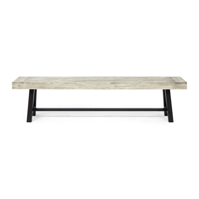 Noble House Carlisle dining bench with wooden finish and cushioned seat, ideal for kitchen or dining room seating.