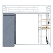 Loft Bed With Desk, Shelves, Power Outlet, LED Light And Wardrobe - R&R Furniture Gallery (Fountain Valley, CA)