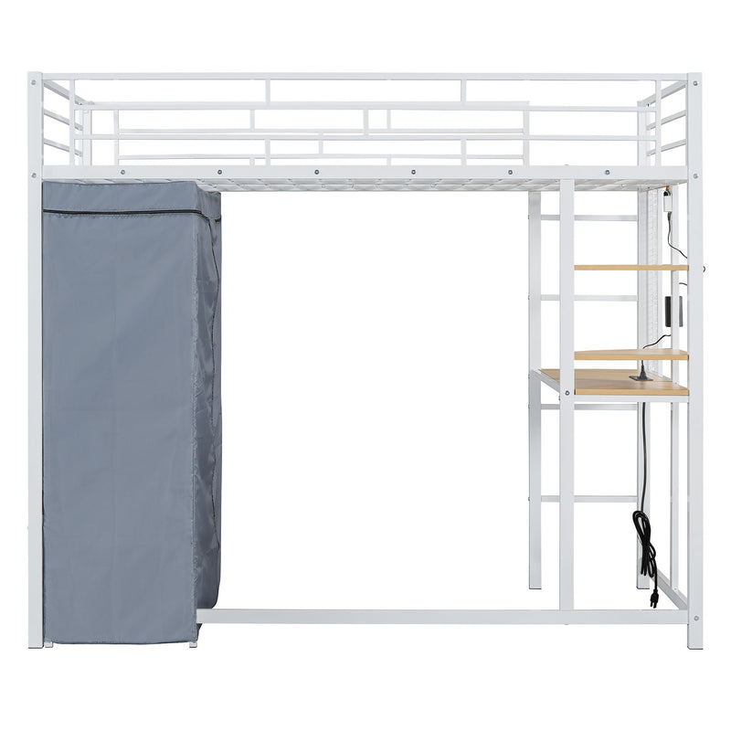 Loft Bed With Desk, Shelves, Power Outlet, LED Light And Wardrobe - R&R Furniture Gallery (Fountain Valley, CA)