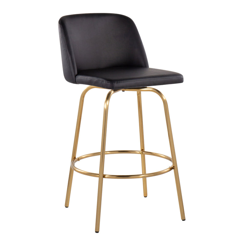 Toriano - Contemporary, Fixed Height Counter Stool With Swivel With Round Footrest (Set of 2) - R&R Furniture Gallery (Fountain Valley, CA)