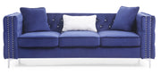 Glory Furniture Paige stationary sofa with plush fabric and wide armrests, shown in a modern living room setting.