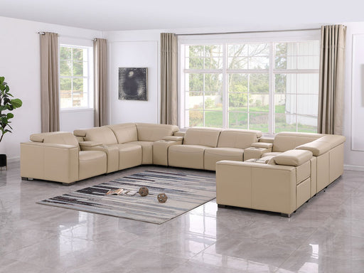 1208 - 12 Piece U Shaped Leather Sectional With 4 Power Recliners & Power Headrest - R&R Furniture Gallery (Fountain Valley, CA)