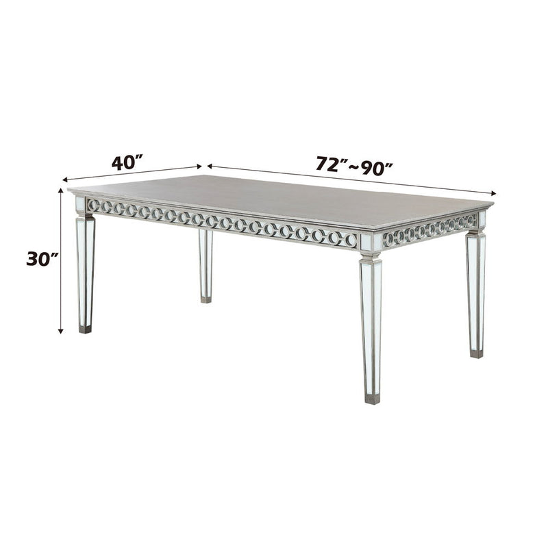 Varian - Dining Table - Mirrored & Antique Platinum - R&R Furniture Gallery (Fountain Valley, CA)