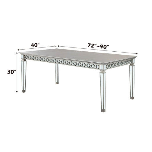 Varian - Dining Table - Mirrored & Antique Platinum - R&R Furniture Gallery (Fountain Valley, CA)
