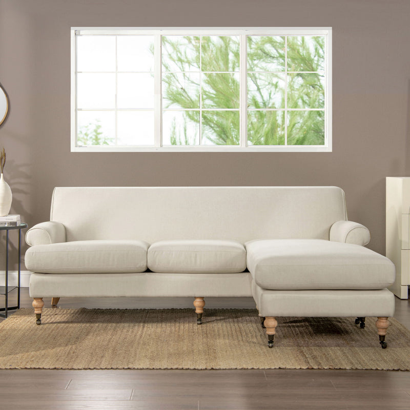 Alana - L-Shape Reversible Sectional Sofa - Light Beige - R&R Furniture Gallery (Fountain Valley, CA)