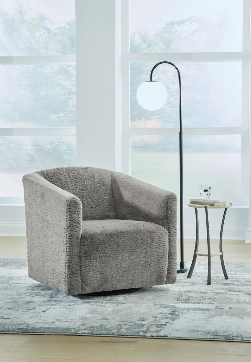 Bramner - Swivel Accent Chair - Charcoal - R&R Furniture Gallery (Fountain Valley, CA)