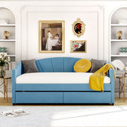 Upholstered Daybed With Two Drawers And Wood Slat - R&R Furniture Gallery (Fountain Valley, CA)