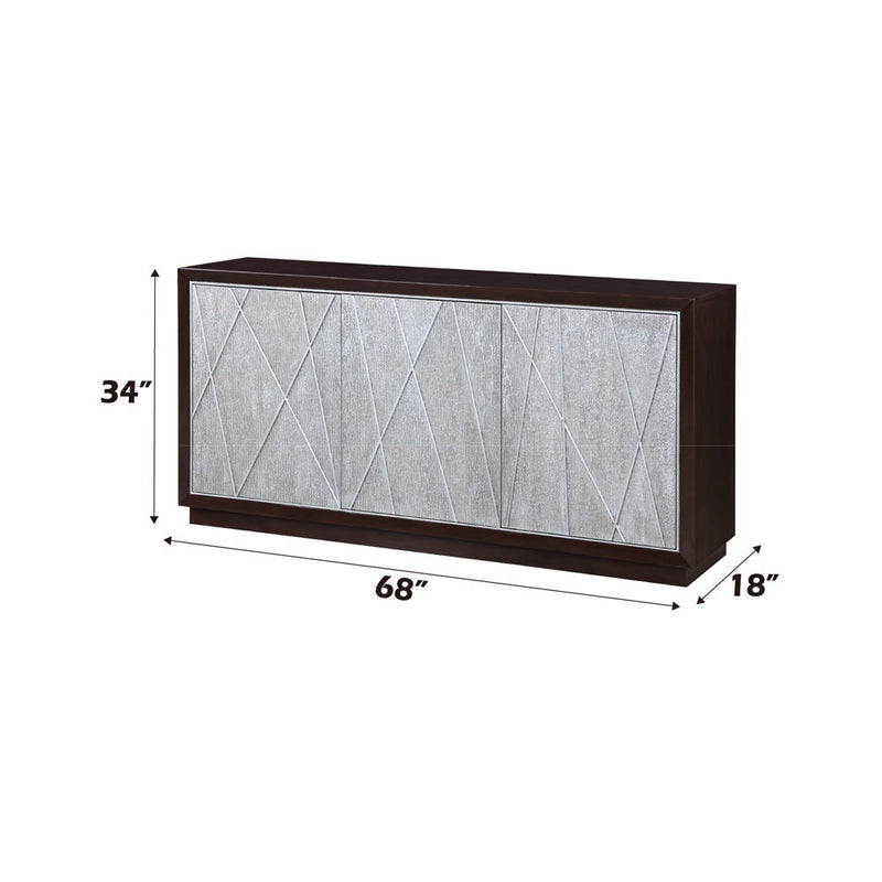 Geranio - Console Cabinet - Metallic Silver & Walnut - R&R Furniture Gallery (Fountain Valley, CA)