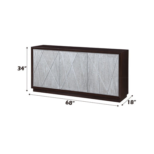 Geranio - Console Cabinet - Metallic Silver & Walnut - R&R Furniture Gallery (Fountain Valley, CA)
