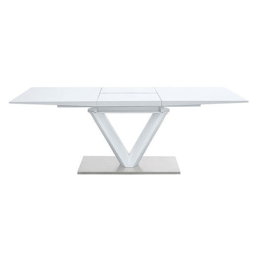 Gallegos - Dining Table With Leaf - White High Gloss - R&R Furniture Gallery (Fountain Valley, CA)