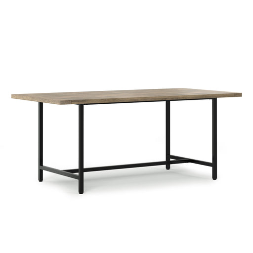 Handcrafted Simpli-Home Campbell dining table with wooden surface and sturdy legs, ideal for modern dining rooms.