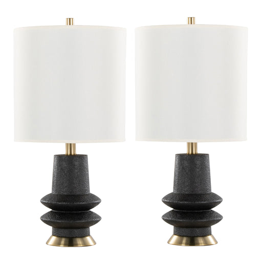Lumi Source Lloyd contemporary table lamp set with modern design, featuring sleek bases and stylish shades for living room decor.