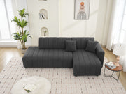 Urban Retreats Jessica lamb wool sectional sofa with chaise, stationary sectional in soft beige with plush cushions and modern design.