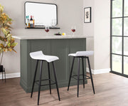 Set of two Lumi Source Ale contemporary fixed height bar stools with sleek design and modern metal frames.