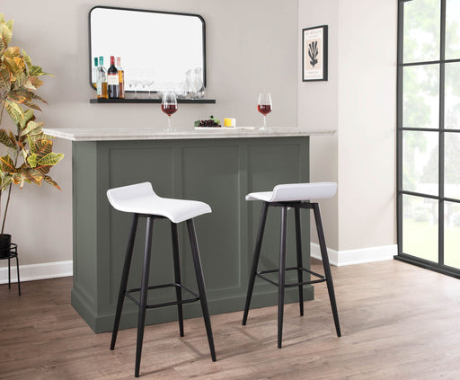 Set of two Lumi Source Ale contemporary fixed height bar stools with sleek design and modern metal frames.