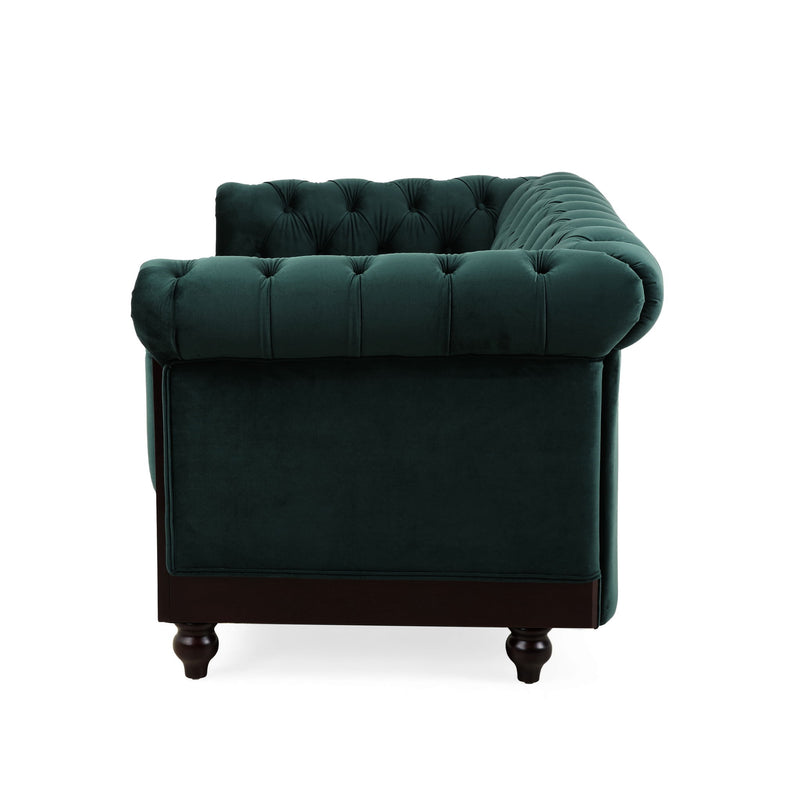Chesterfield Loveseat Sofa, 2 Person Rolled Arm Upholstered Couch - R&R Furniture Gallery (Fountain Valley, CA)