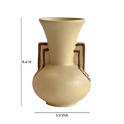 Earthenware - Line Art Trumpeter Vase - Beige - R&R Furniture Gallery (Fountain Valley, CA)