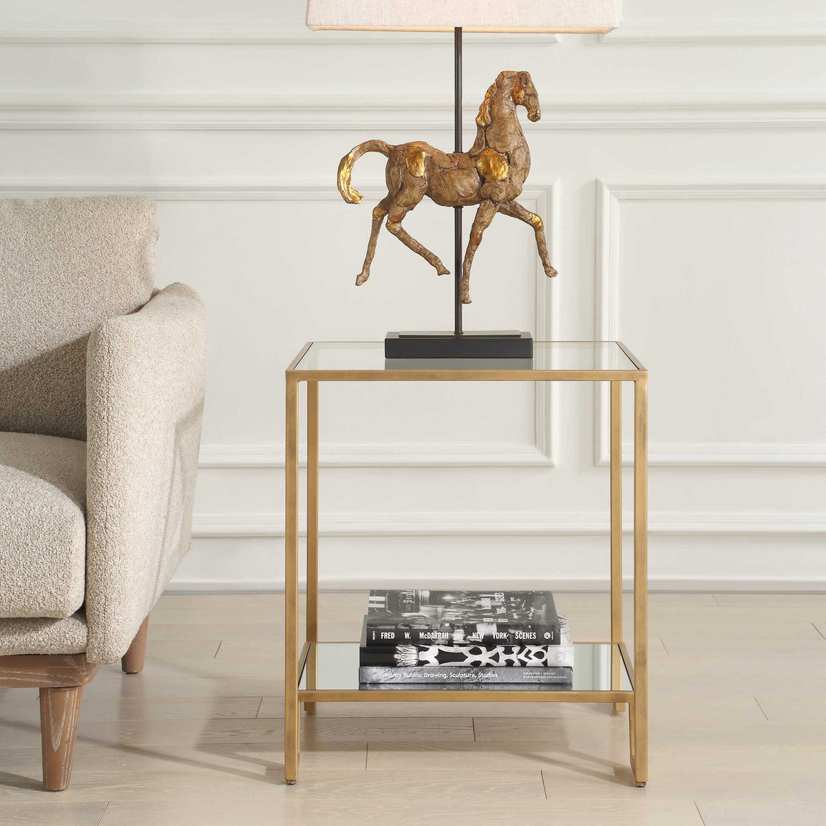Accent End Table - Antique Gold