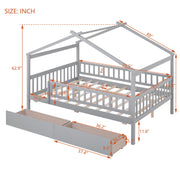 DreamHaus house storage bed with two drawers, wooden frame, cozy design, and functional storage space for kids' bedroom.