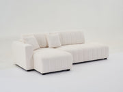 Urban Retreats Jessica lamb wool sectional sofa with chaise in versatile configuration, featuring plush upholstery and modern design.