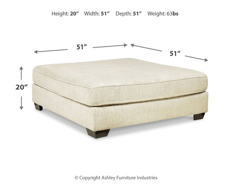 Rawcliffe - Oversized Accent Ottoman - Parchment - R&R Furniture Gallery (Fountain Valley, CA)