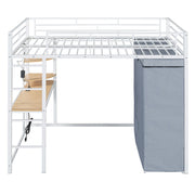 Loft Bed With Desk, Shelves, Power Outlet, LED Light And Wardrobe - R&R Furniture Gallery (Fountain Valley, CA)